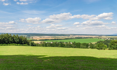 Green summer countryside landscape Czech republic meadow