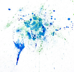 Paint watercolour splatter blue. Watercolors spot blotch isolated