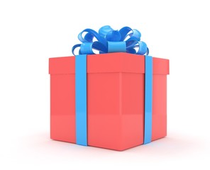 gift box with bows isolated on white. 3d rendering.