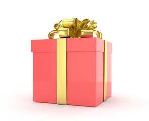 gift box with bows isolated on white. 3d rendering.