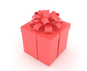 gift box with bows isolated on white. 3d rendering.