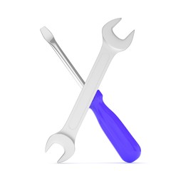 3D Illustration Wrench and screwdriver, service concept