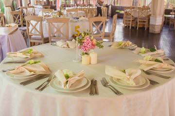 Table setting at a luxury wedding reception