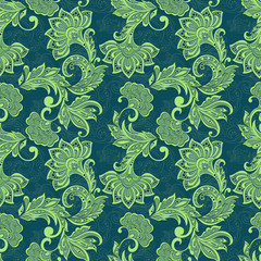 Vector Floral Illustration in Asian textile style