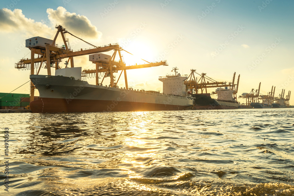 Wall mural industrial port in morning