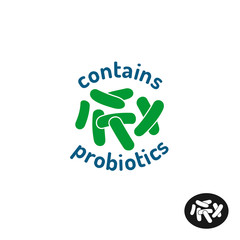 Probiotics icon. Contains probiotics badge logo. Bacteria symbol.