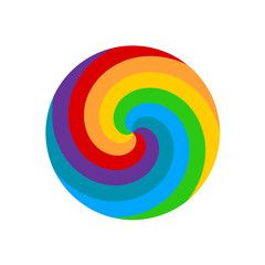 Fototapeta premium Rainbow round spiral circle background. Lollipop rainbow.