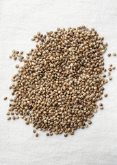 hemp seeds on a kitchen towel