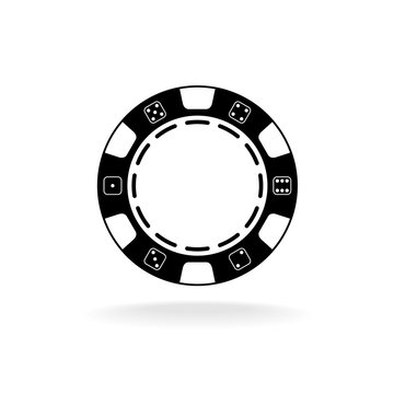Casino poker chip black symbol with empty space in a center for a text or number.