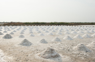 salt piles in salt farm at Samutsakorn provience, Thailand