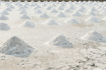 salt piles in salt farm at Samutsakorn provience, Thailand