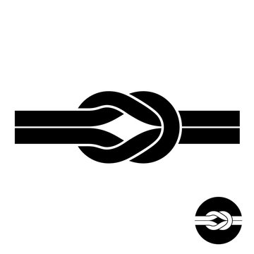 Knot black symbol. Two wire with loops logo.