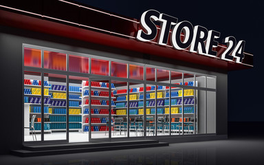illustration of a 24-hour store at night