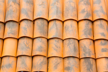 close up of orange  roof texture