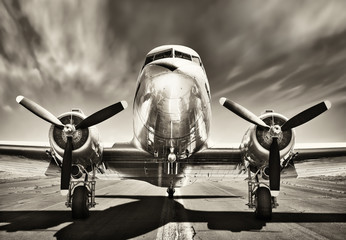 vintage airplane - obrazy, fototapety, plakaty