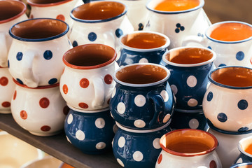 Colorful ceramic mugs