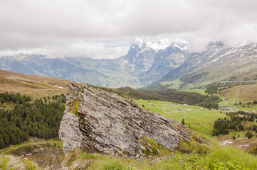 Grindelwald, Kleine Scheidegg, Lauberhorn, Alpen, Schweizer Berge, Wanderweg, Wetterhorn, Grosse Scheidegg, Berner Oberland, Sommer, Schweiz