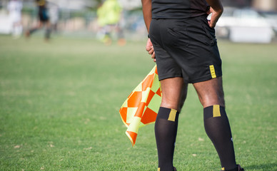 Assistant football referee and Referee's flag
