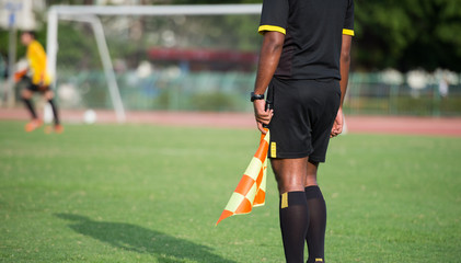 Assistant football referee and Referee's flag