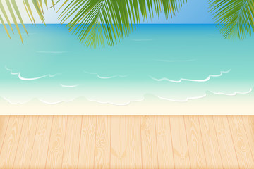 Paradise beach ,waves and wooden decking