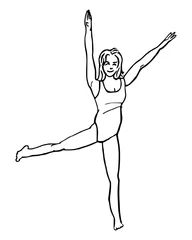 Foto auf Acrylglas Jonge vrouw doet gymnastiek oefening © emieldelange