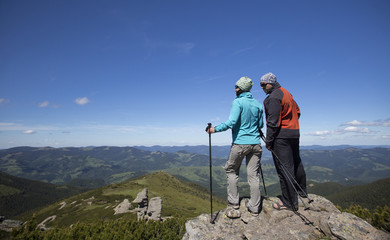 Summer hiking in the mountains.