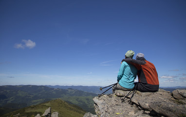 Summer hiking in the mountains.