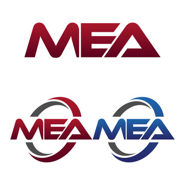 Modern 3 Letters Initial logo Vector Swoosh Red Blue mea