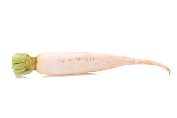 Daikon radishes isolated on white background