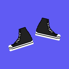 Pixel art. Vector illustration. Black gym shoes