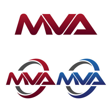 Modern 3 Letters Initial logo Vector Swoosh Red Blue mva