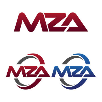 Modern 3 Letters Initial logo Vector Swoosh Red Blue mza