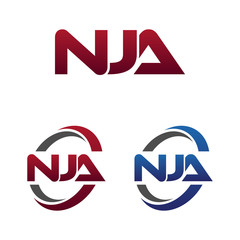 Modern 3 Letters Initial logo Vector Swoosh Red Blue nja