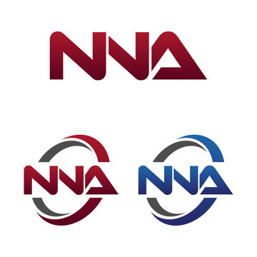 Modern 3 Letters Initial logo Vector Swoosh Red Blue nna