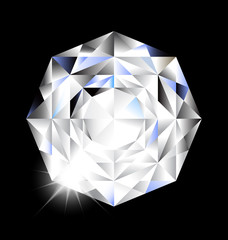 Diamond with light on black background