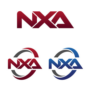 Modern 3 Letters Initial logo Vector Swoosh Red Blue nxa