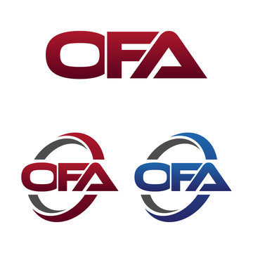Modern 3 Letters Initial logo Vector Swoosh Red Blue ofa