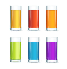 Colorful Cocktail Glasses Set. Vector