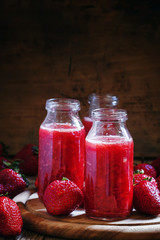 Strawberry smoothies, selective focus