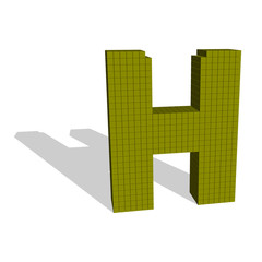 3d pixelated capital letter H. 3d Vector illustration.