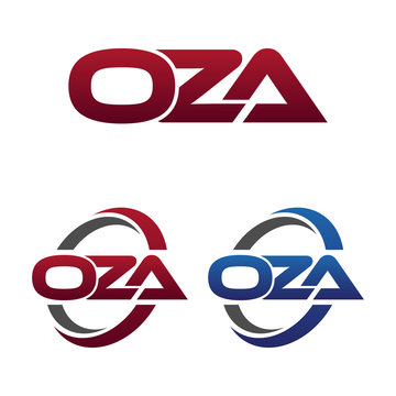Modern 3 Letters Initial logo Vector Swoosh Red Blue oza