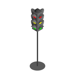 Traffic light. 3d Vector colorful illustration.3d isometric styl