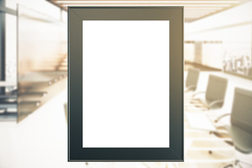 Blank frame on office background