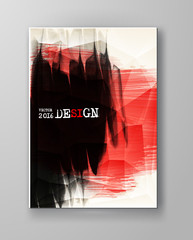 Brochure with Red and Black Paint Backgrounds.