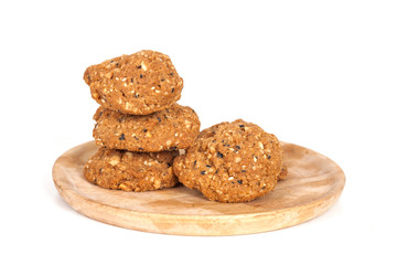 Homemade with whole grain cookies , isloated on white
