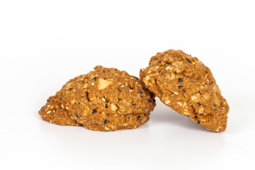 Homemade with whole grain cookies , isloated on white