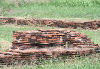 Red-brick ruins of the Palace History King Naresuan,Pitsanulok t