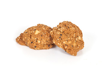 Homemade with whole grain cookies , isloated on white