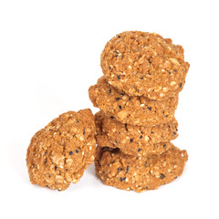 Homemade with whole grain cookies , isloated on white