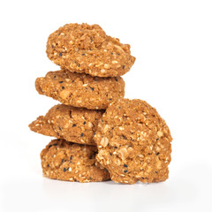 Homemade with whole grain cookies , isloated on white